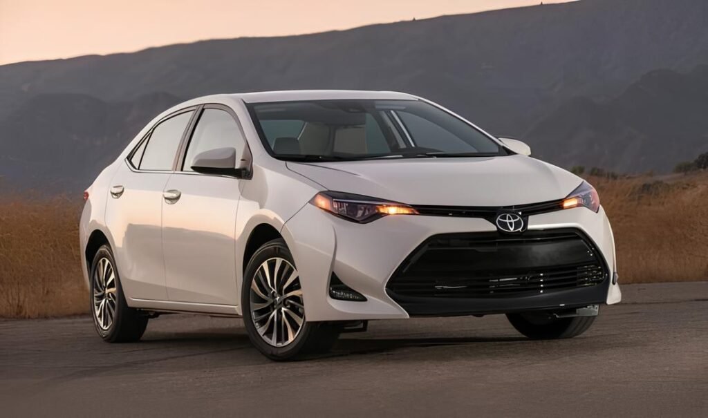 The Most Reliable Compact Car 2019 Toyota Corrola Parked on a road.