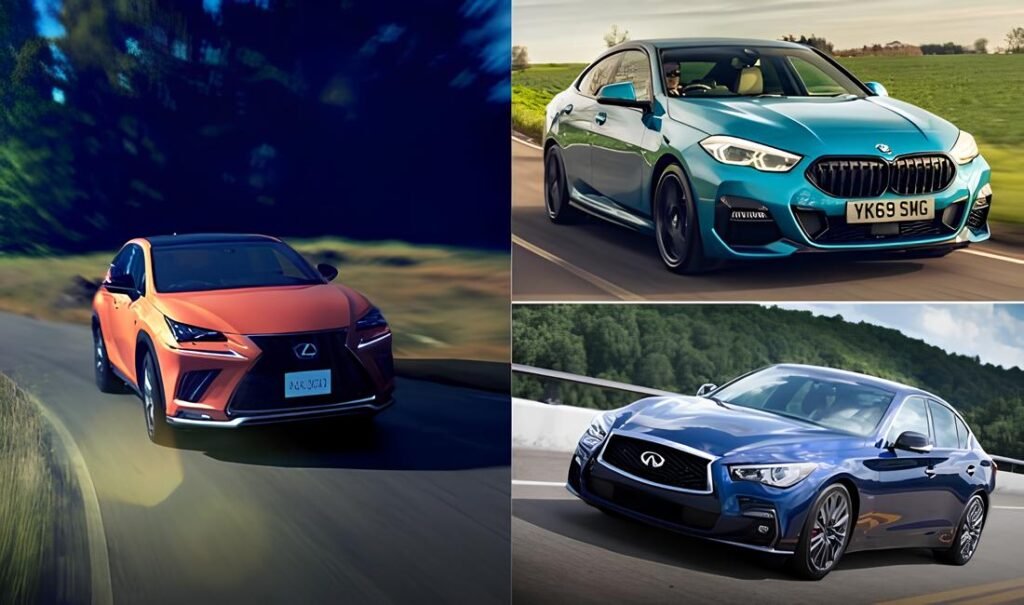 A diverse lineup of luxury cars for the article "luxury cars under $30k"